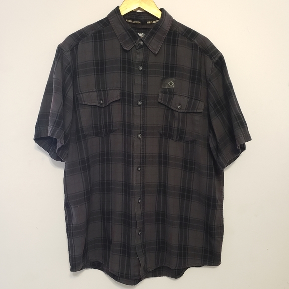 HARLEY-DAVIDSON Plaid Collar Button down shirt XL - Picture 2 of 8